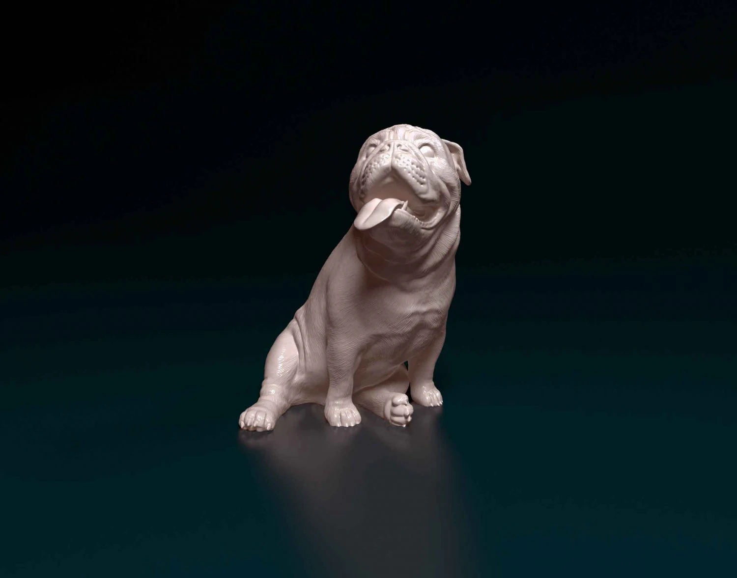 English Bulldog with tongue 3D Print Model .c4d .max .obj .3ds .fbx .stl .blend 