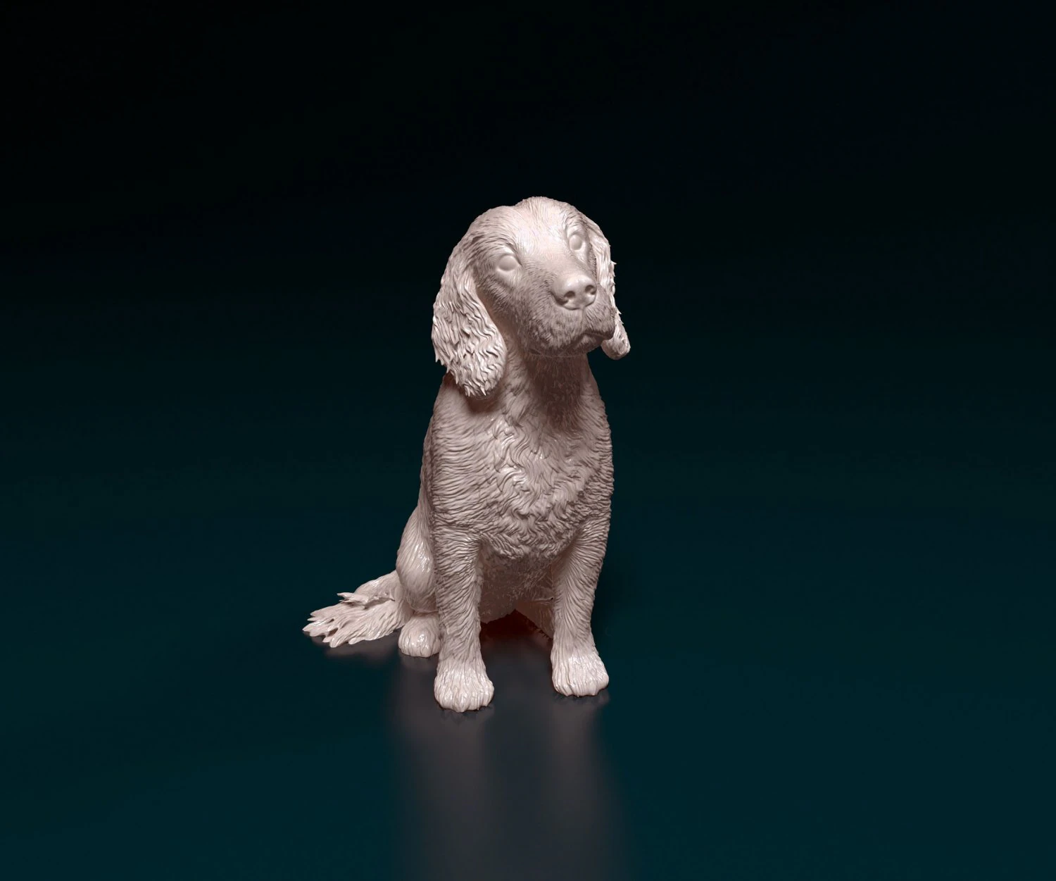 English Cocker Spaniel sitting 3D Print Model .c4d .max .obj .3ds .fbx .stl .blend