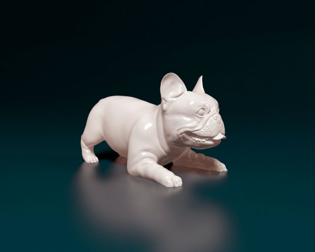 French Bulldog lying down 3D प्रिंट मॉडल .c4d .max .obj .3ds .fbx .stl .blend 