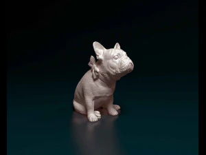 Bulldog francese con un papillon Modello di stampa 3D