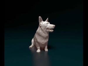 Waliser Corgi Pembroke sitzend 3D Druckmodell