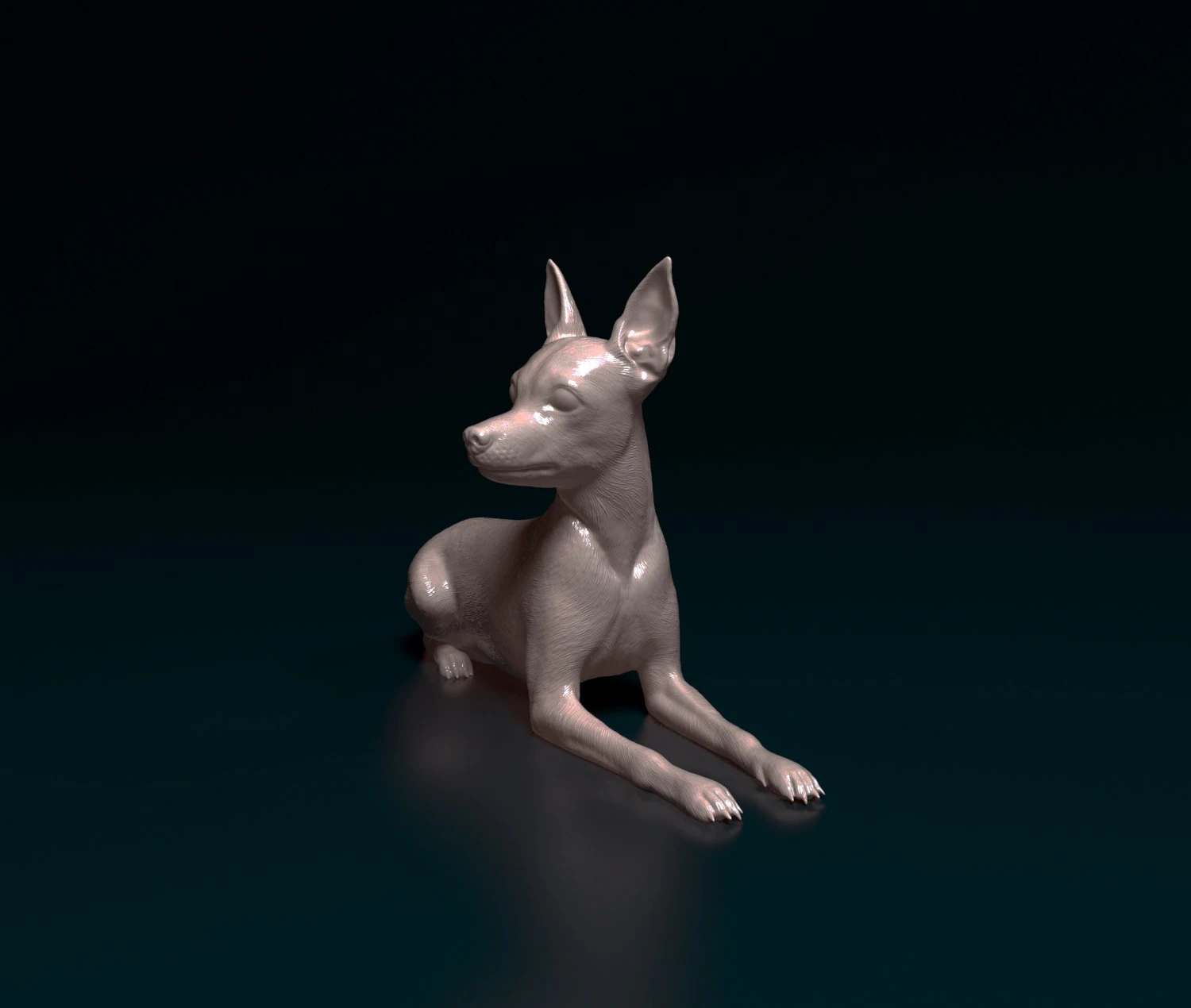Toy terrier lying down 3D Print Model .c4d .max .obj .3ds .fbx .stl .blend 
