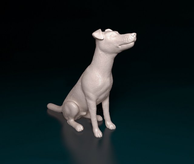 Smooth Fox terrier sitting 3D Print Model .c4d .max .obj .3ds .fbx .stl .blend 