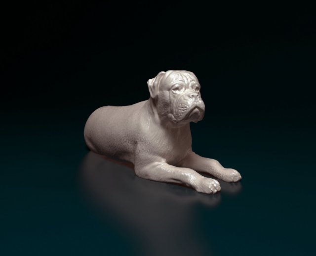 American Bulldog lying down 3D Принт Модель .c4d .max .obj .3ds .fbx .stl .blend 