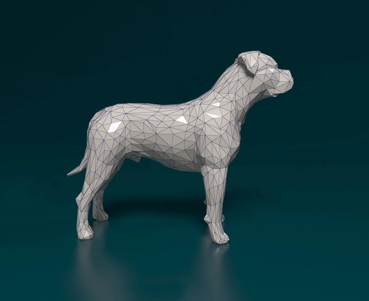 American Bulldog polygonal 3D Print Model .c4d .max .obj .3ds .fbx .stl .blend