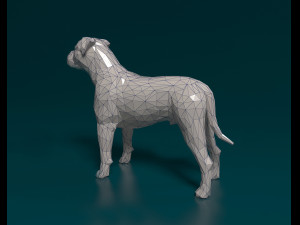 American Bulldog polygonal 3D-printmodel