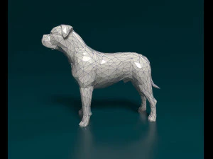American Bulldog polygonal 3D Print Model