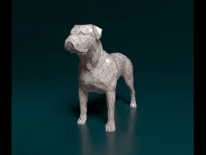 American Bulldog polygonal 3D Print Model