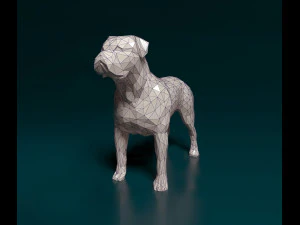 American Bulldog polygonal 3D Print Model
