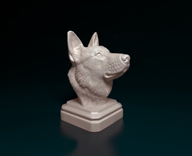 German shepherd bust 3D 打印模型 .c4d .max .obj .3ds .fbx .stl .blend