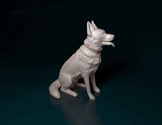 German Shepherd sitting Model Cetak 3D .c4d .max .obj .3ds .fbx .stl .blend
