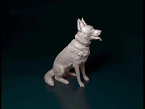 जर्मन शेफर्ड बैठा हुआ 3D प्रिंट मॉडल