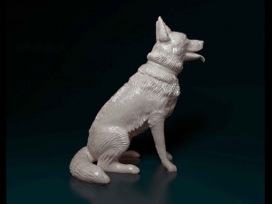 German Shepherd sitting Model Cetak 3D