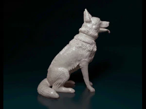 German Shepherd sitting 3D Print Model