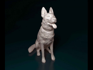 German Shepherd sitting Model Cetak 3D