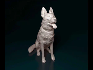 German Shepherd sitting 3D Print Model