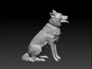 German Shepherd sitting 3D Print Model