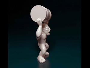 Gorilla with barrel 3D Print Model