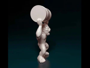 Gorilla with barrel 3D Print Model