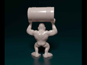 Gorilla with barrel 3D Print Model