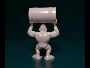 Gorilla with barrel 3D Print Model