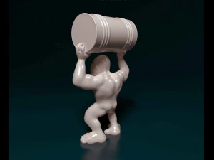 Gorilla with barrel 3D Print Model