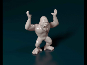 Gorilla with barrel 3D Print Model