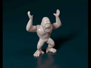 Gorilla with barrel 3D Print Model