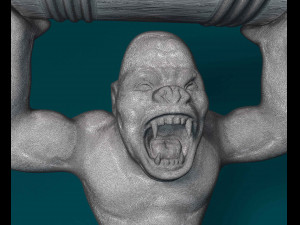Gorilla with barrel 3D Print Model