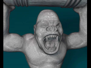 Gorilla with barrel 3D Print Model