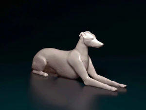 Windhund liegt 3D Druckmodell