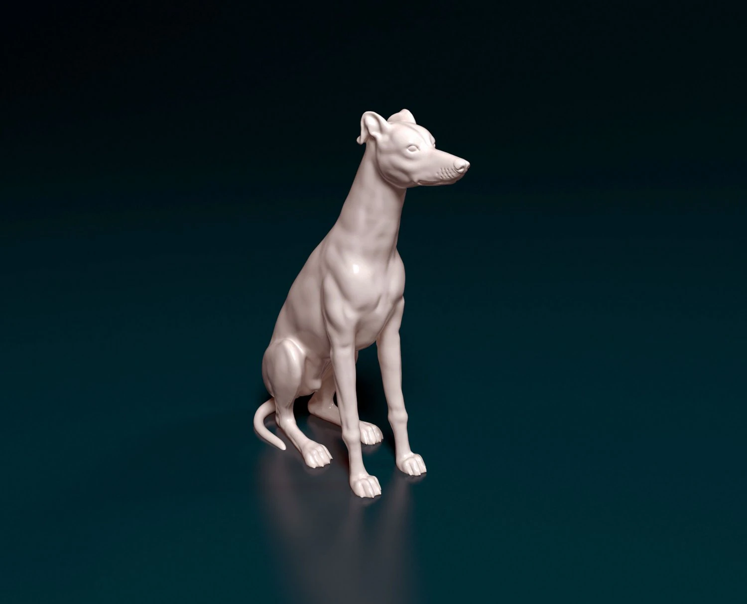 Greyhound sitting 3D Print Model .c4d .max .obj .3ds .fbx .stl .blend 