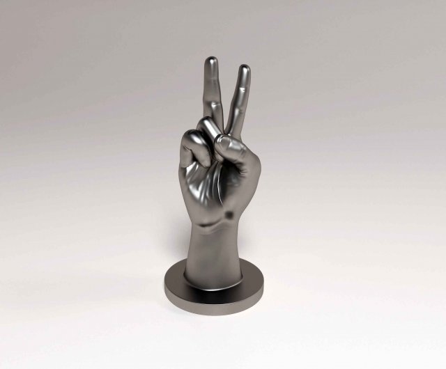 Hand Peace 3D Print Model .c4d .max .obj .3ds .fbx .stl .blend 