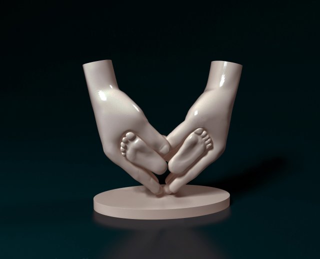 Babys legs in parental hands 3D 프린트 모델 .c4d .max .obj .3ds .fbx .stl .blend 