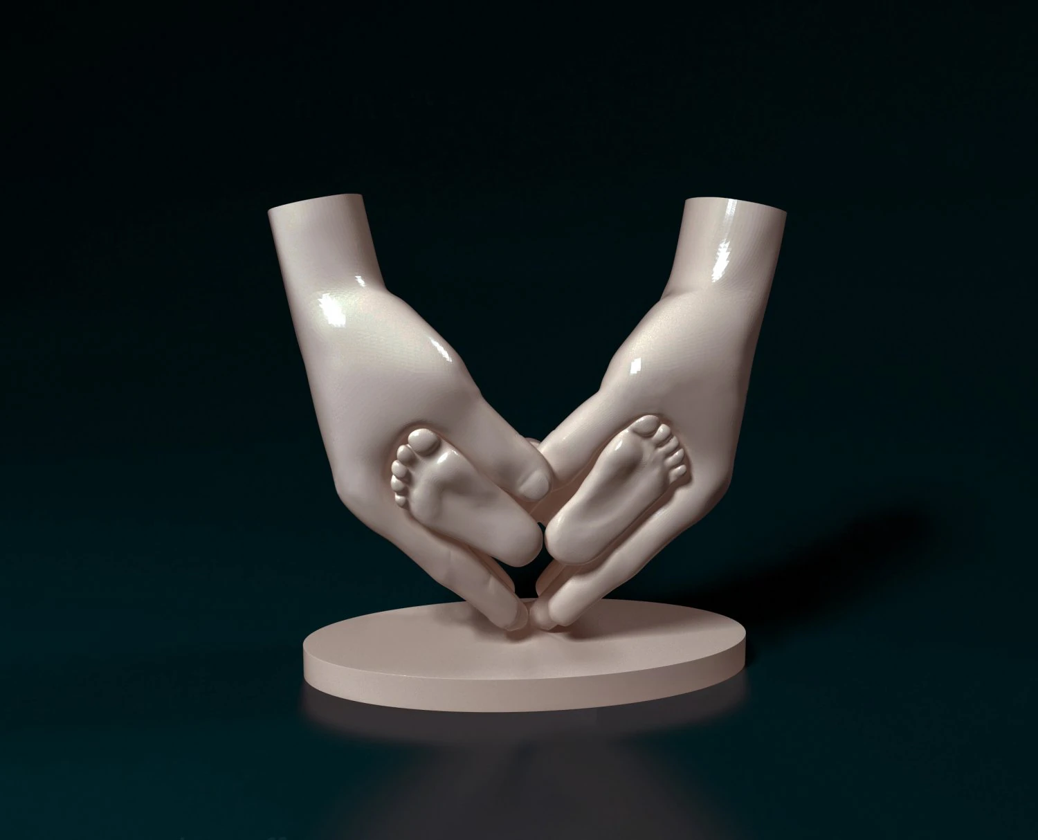 Babys legs in parental hands 3D Print Model .c4d .max .obj .3ds .fbx .stl .blend 