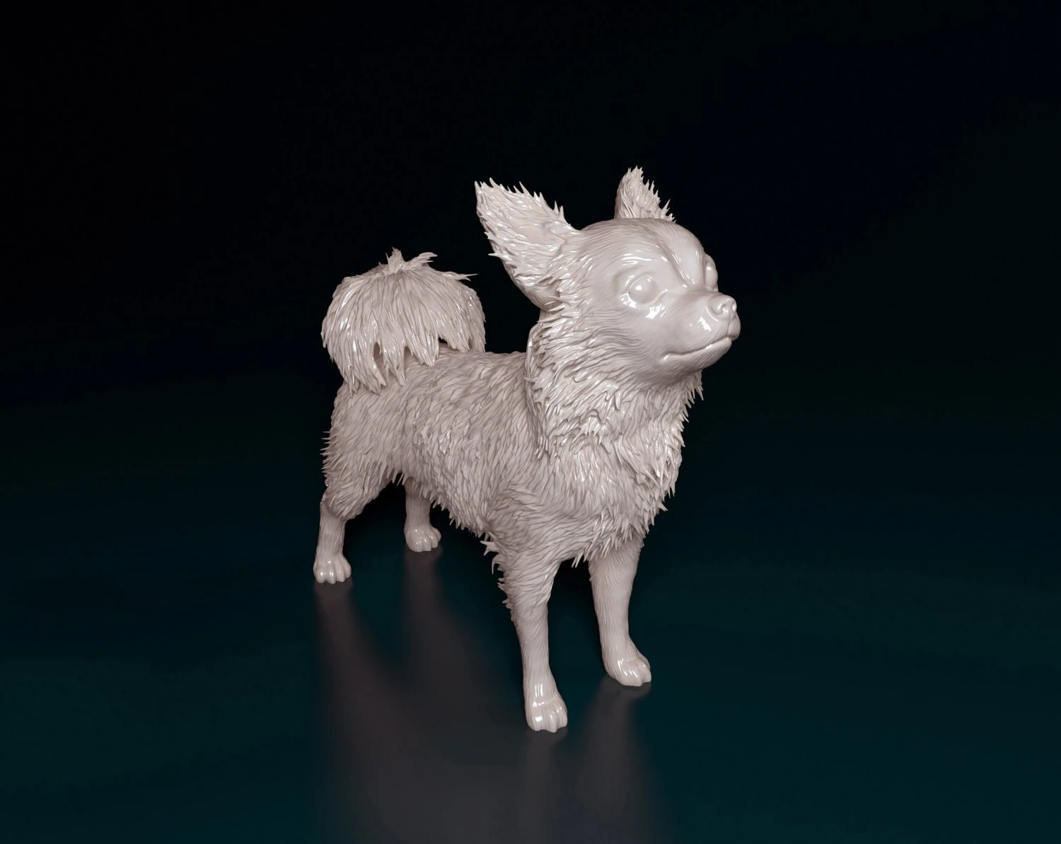 Chihuahua Long-haired 3D Print Model .c4d .max .obj .3ds .fbx .stl .blend