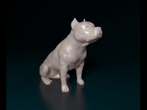 Pitbull sitting 3D Print Model