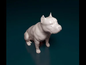 Pitbull sitting 3D Print Model