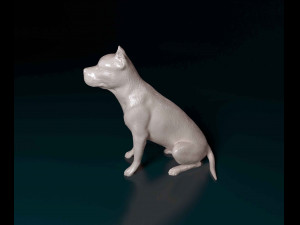 Pitbull sitting 2 3D Print Model
