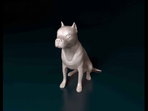Pitbull sitting 2 3D Print Model