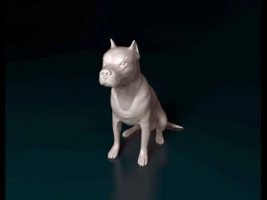 Pitbull sitting 2 3D Print Model