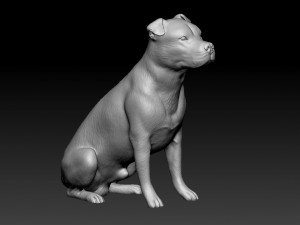 Pitbull sitting 2 3D Print Model