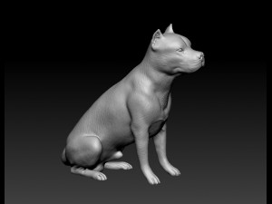 Pitbull sitting 2 3D Print Model