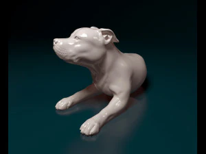Pitbull w pozycji leżącej Model do druku 3D