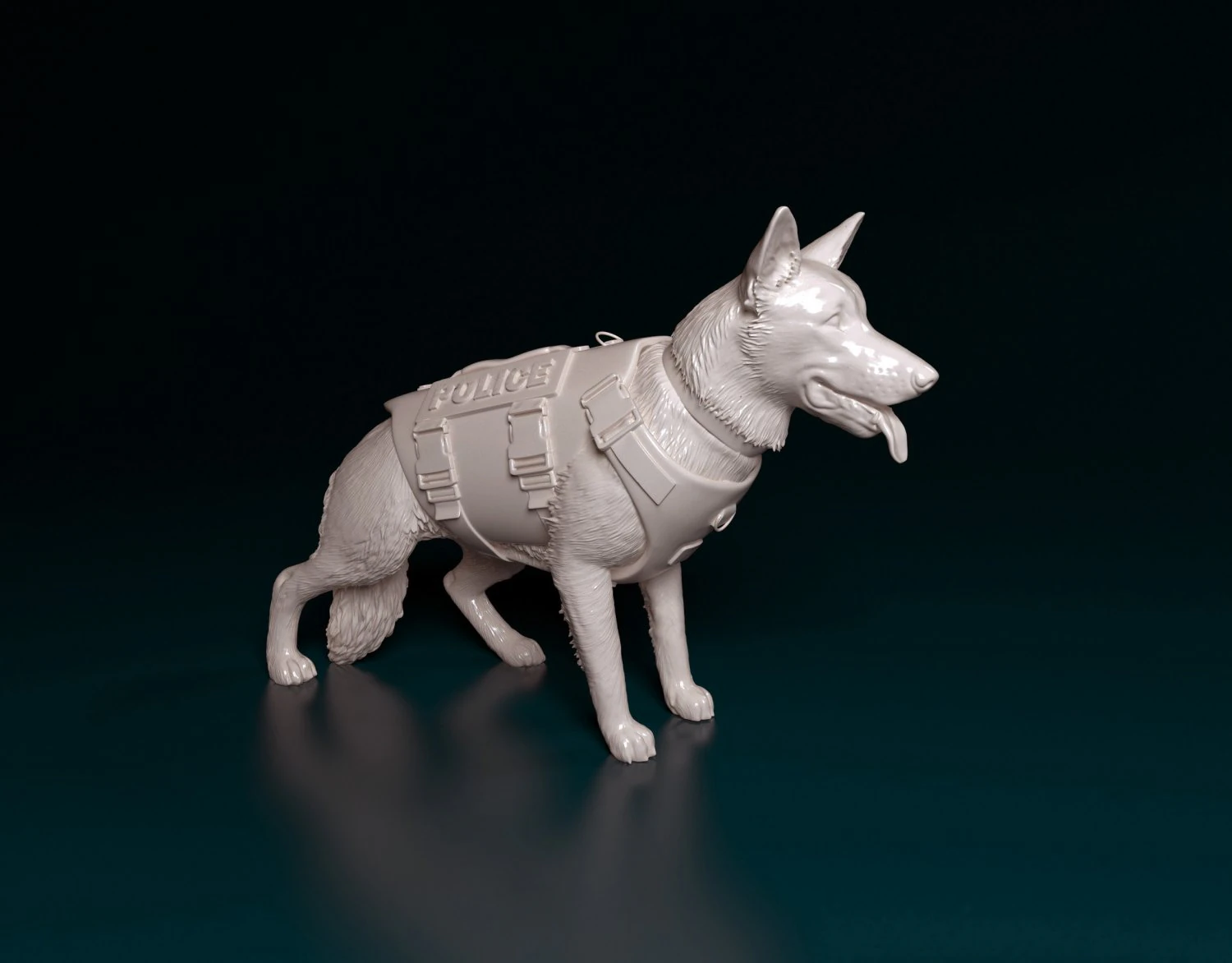 Police dog 3D Print Model .c4d .max .obj .3ds .fbx .stl .blend