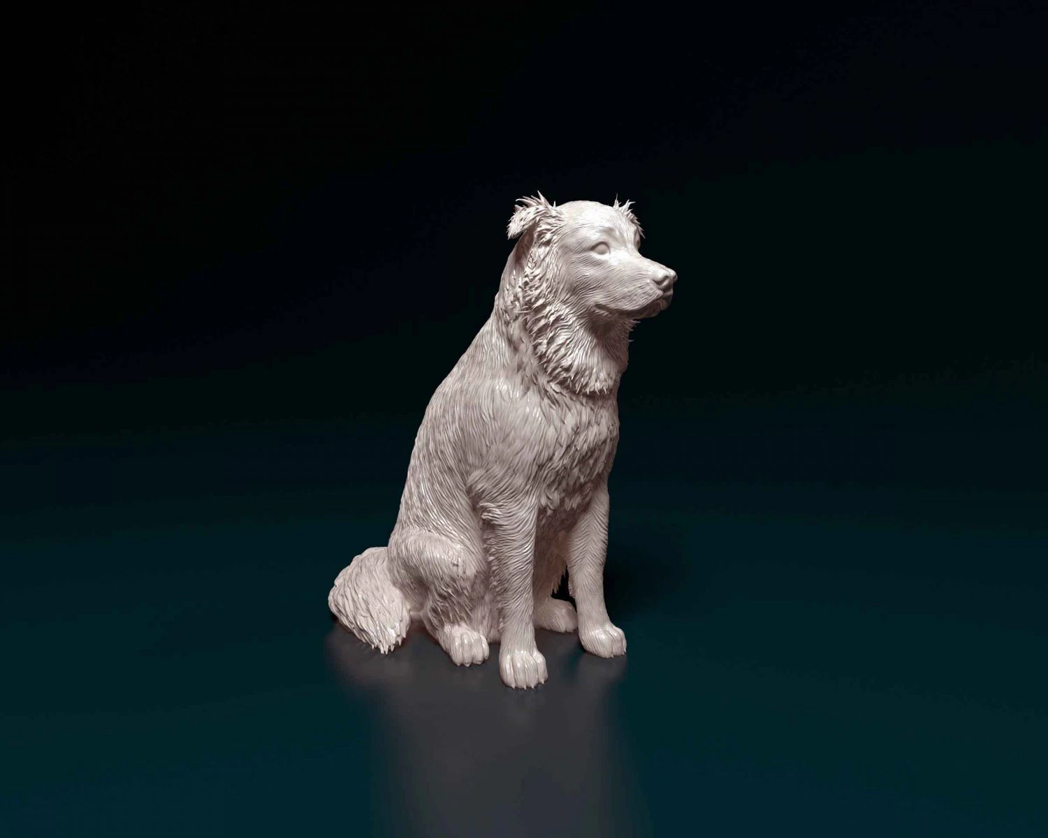 Retriever sitting 3D Print Model .c4d .max .obj .3ds .fbx .stl .blend 