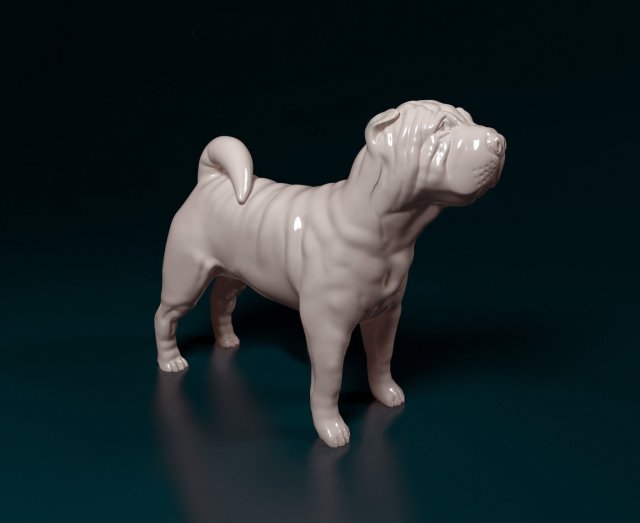 Shar Pei 3D Print Model .c4d .max .obj .3ds .fbx .stl .blend 