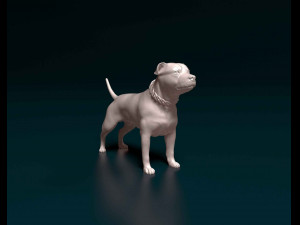 Staffordshire bull terrier with chain 3D Print Model