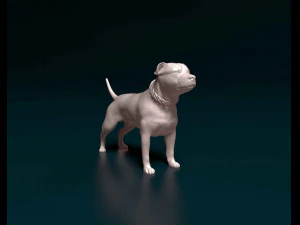 Staffordshire bull terrier con cadena Modelo de impresión 3D