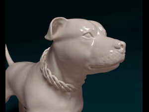 Staffordshire bull terrier with chain Modelo de Impressão 3D